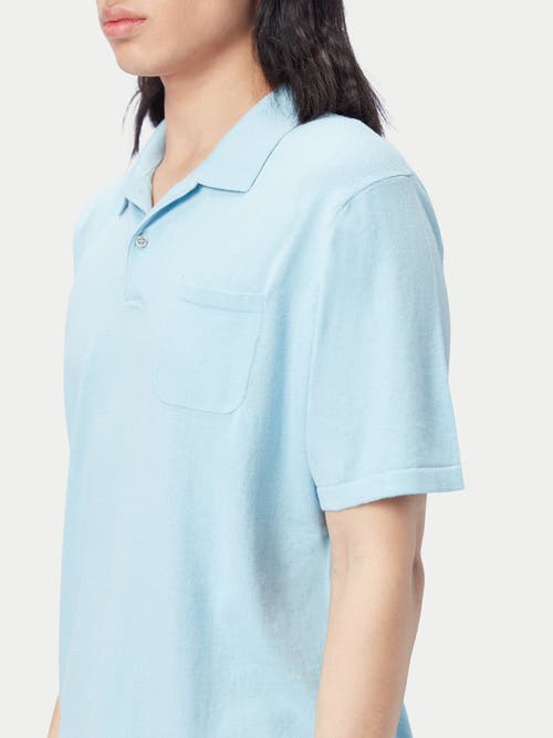 Gobi Mongolian Cashmere Cotton Silk Cashmere Blend Polo Shirt In Blue