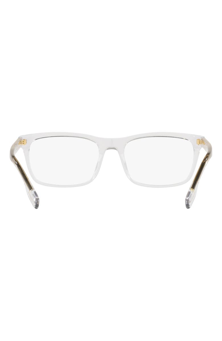 Burberry 55mm Icon Stripe Detail Square Optical Glasses, Alternate, color, Clear Beige
