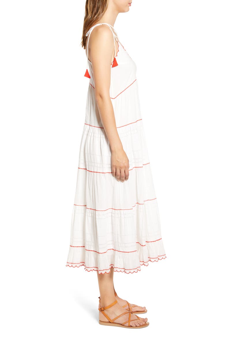 Scallop Embroidered Gauze Sundress, Alternate, color, WHITE