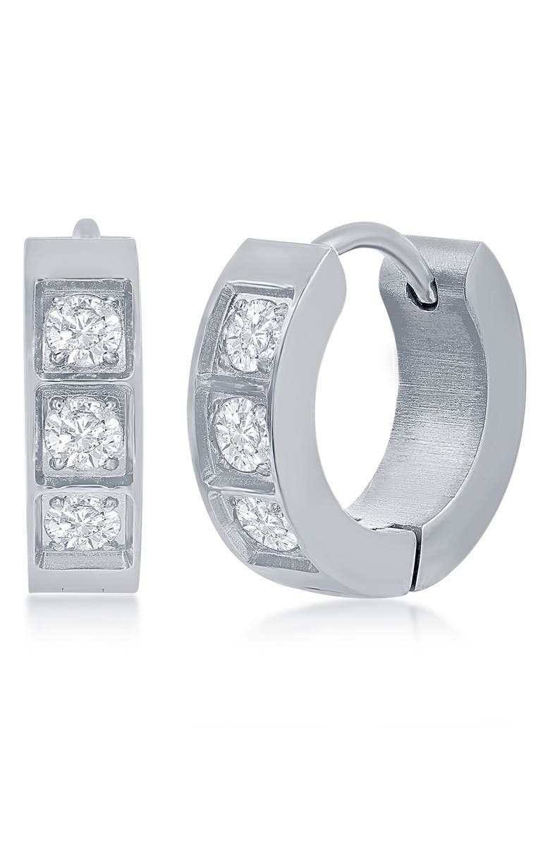 BLACKJACK 13mm CZ Huggie Hoop Earrings, Main, color,