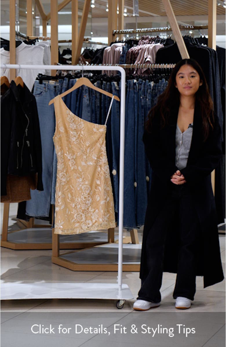 Maysa Lace Beaded One-Shoulder Minidress, sales video thumbnail