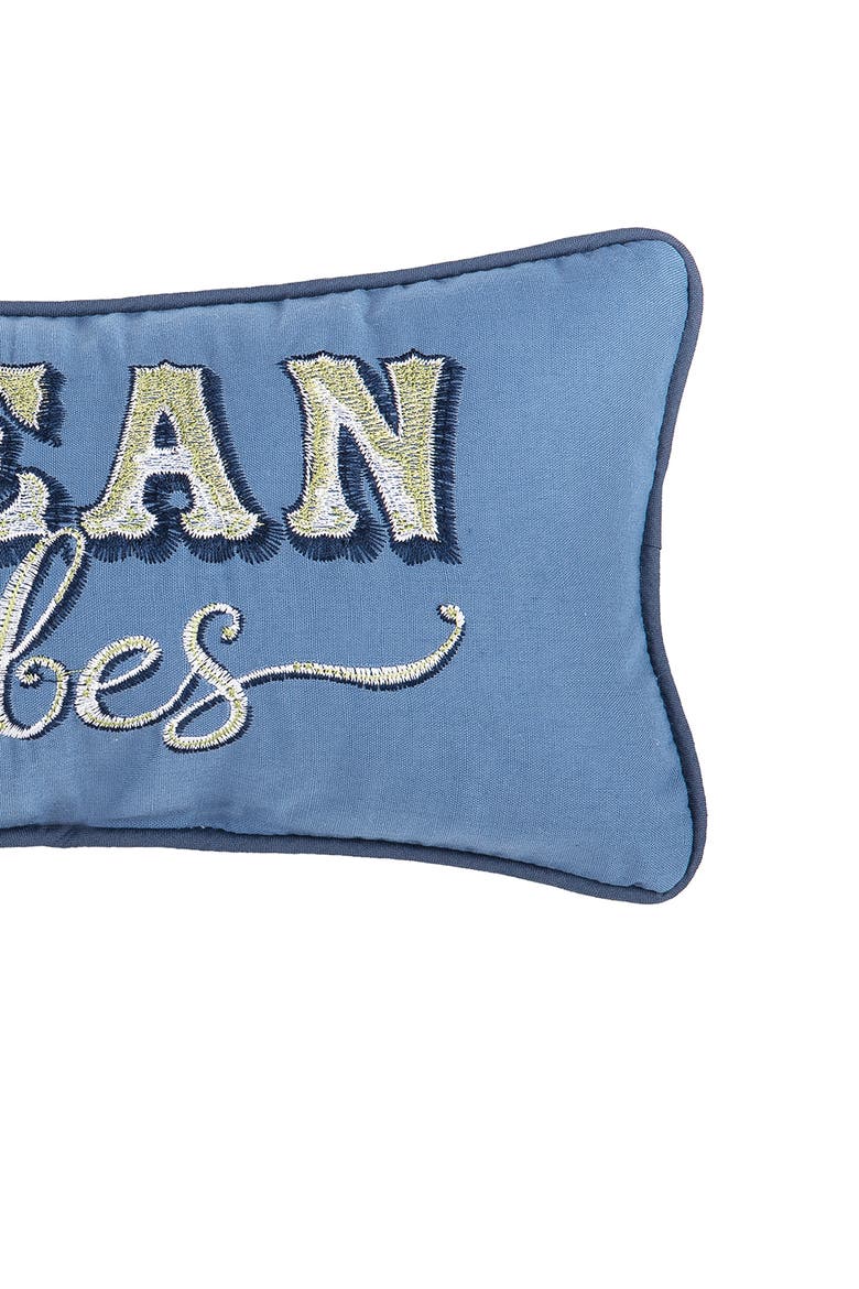 "Ocean Vibes" Small Petite Mini Lumbar Accent Pillow 6" x 12", Alternate, color, Blue