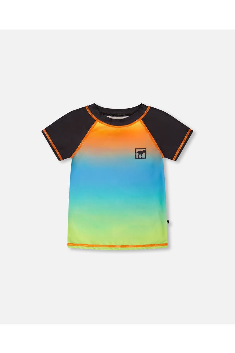 Short Sleeve Gradient Rashguard, Main, color, Orange, Blue & Green Gradient