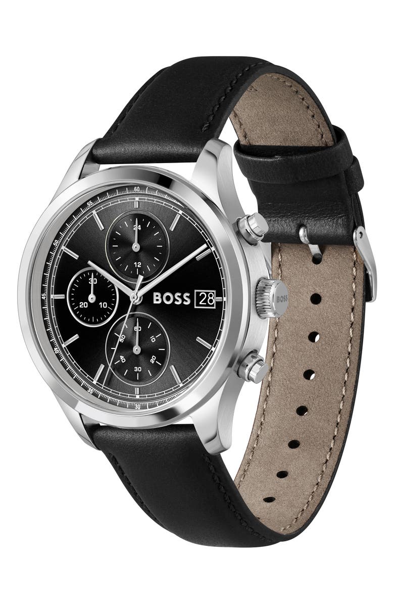 BOSS Stratus Chronograph Leather Strap Watch, 41mm, Alternate, color, 