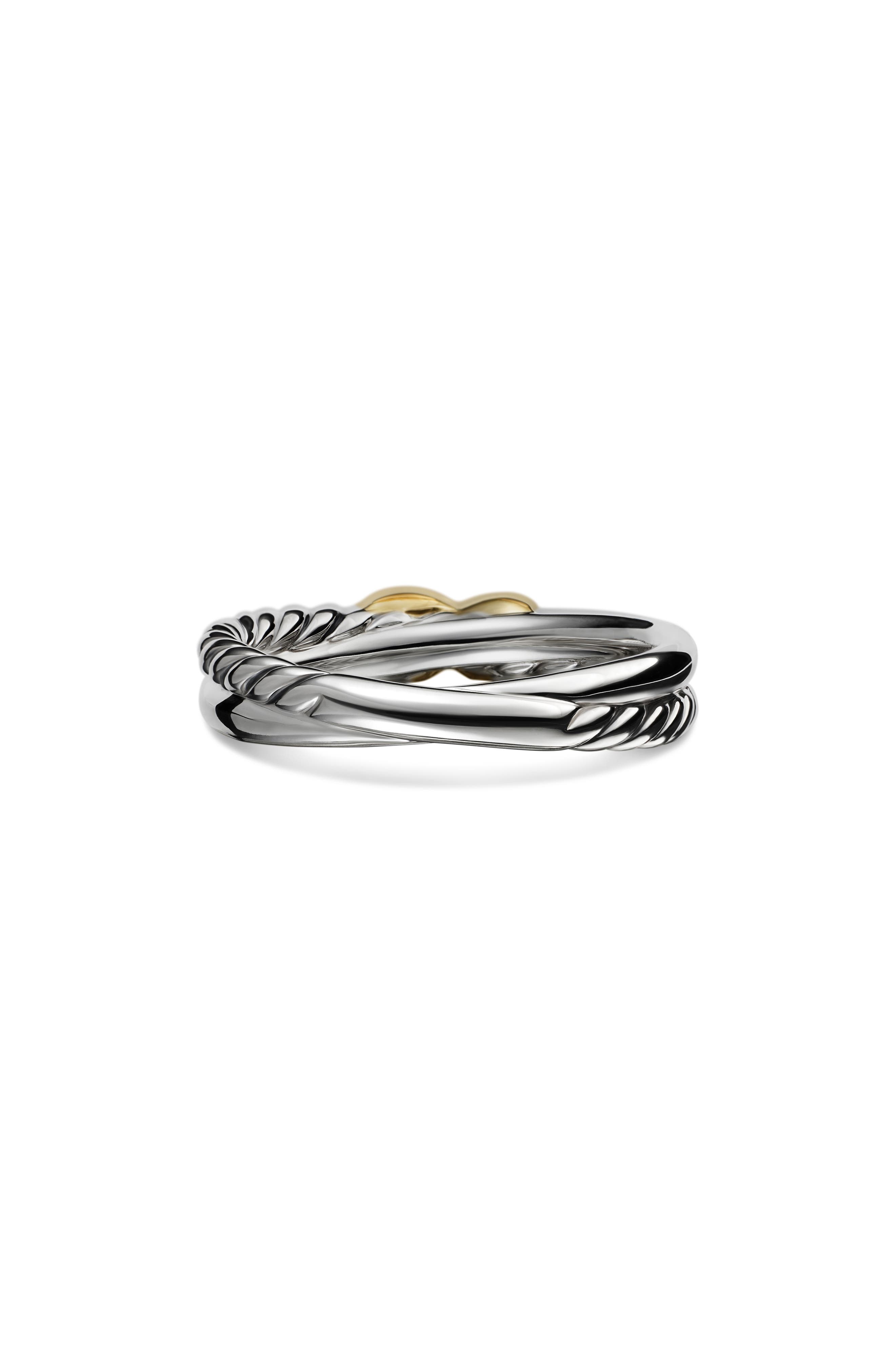 Женские аксессуары David Yurman Petite X Ring in Sterling Silver with 18K Yellow Gold — фото 6