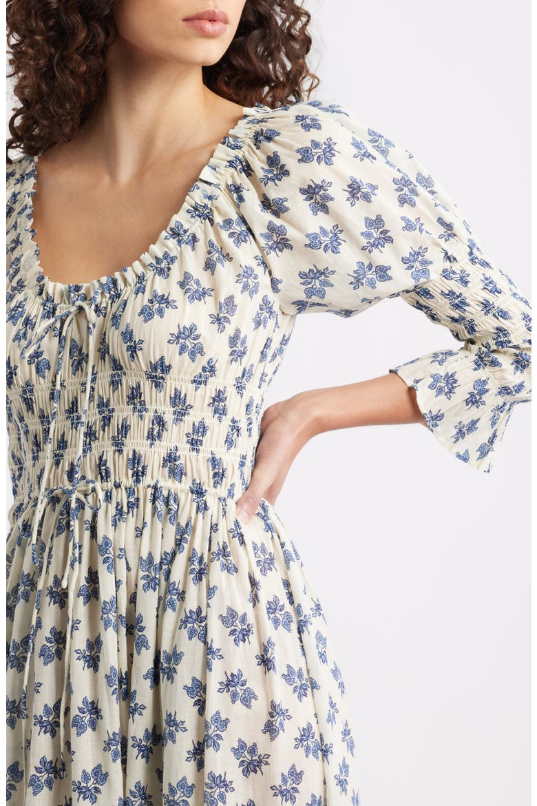 Kaira Floral Convertible Organic Cotton Poplin Dress, Alternate, color, CREAM POMEGRANTE BLOOM