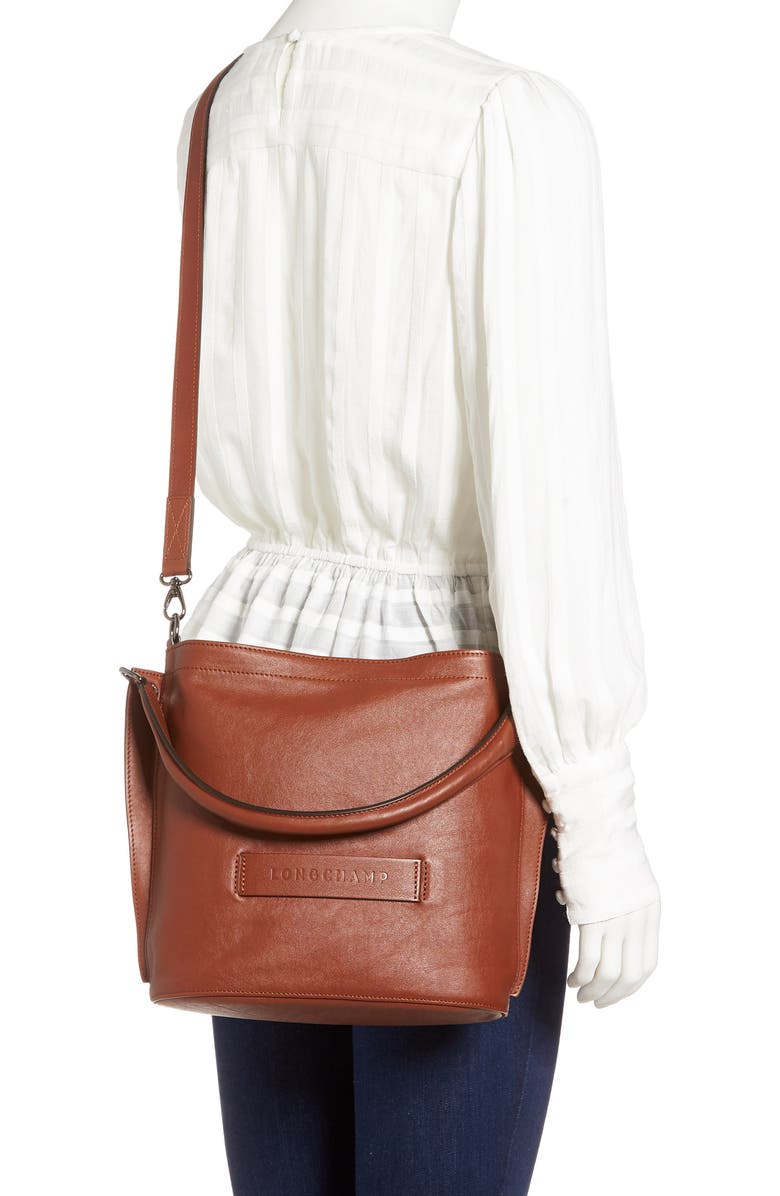 Longchamp 3D Leather Crossbody Hobo, Alternate, color,