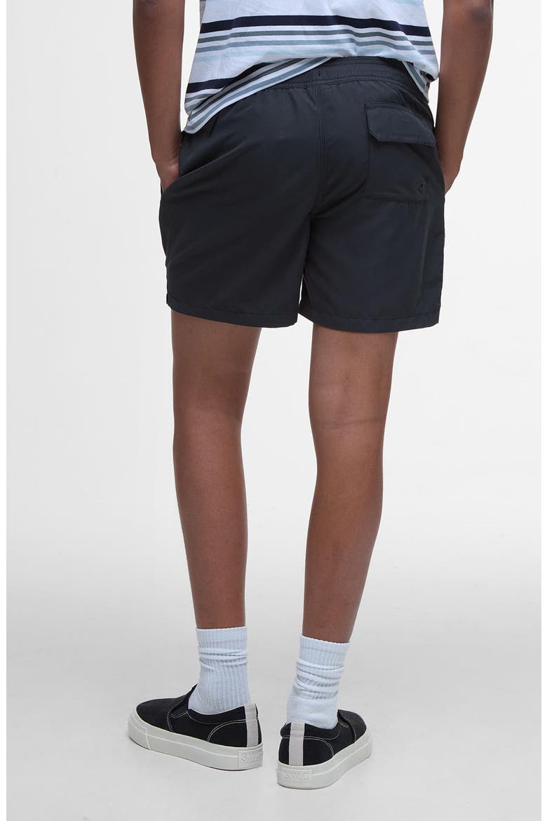 Staple Logo Swim Trunks, Alternate, color, BLACK