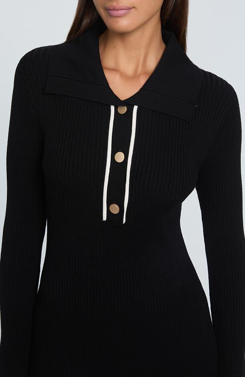 Elie Tahari Zadie Long Sleeve Body-con Dress In Noir With Sky White