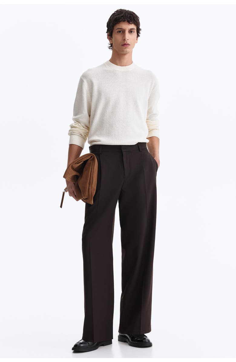 H&M Loose Fit Tailored Trousers, Main, color, Dark Brown