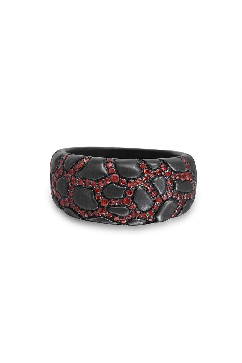 Fiery Ascent Sterling Silver & Garnet Band Men Ring, Main, color, Grey