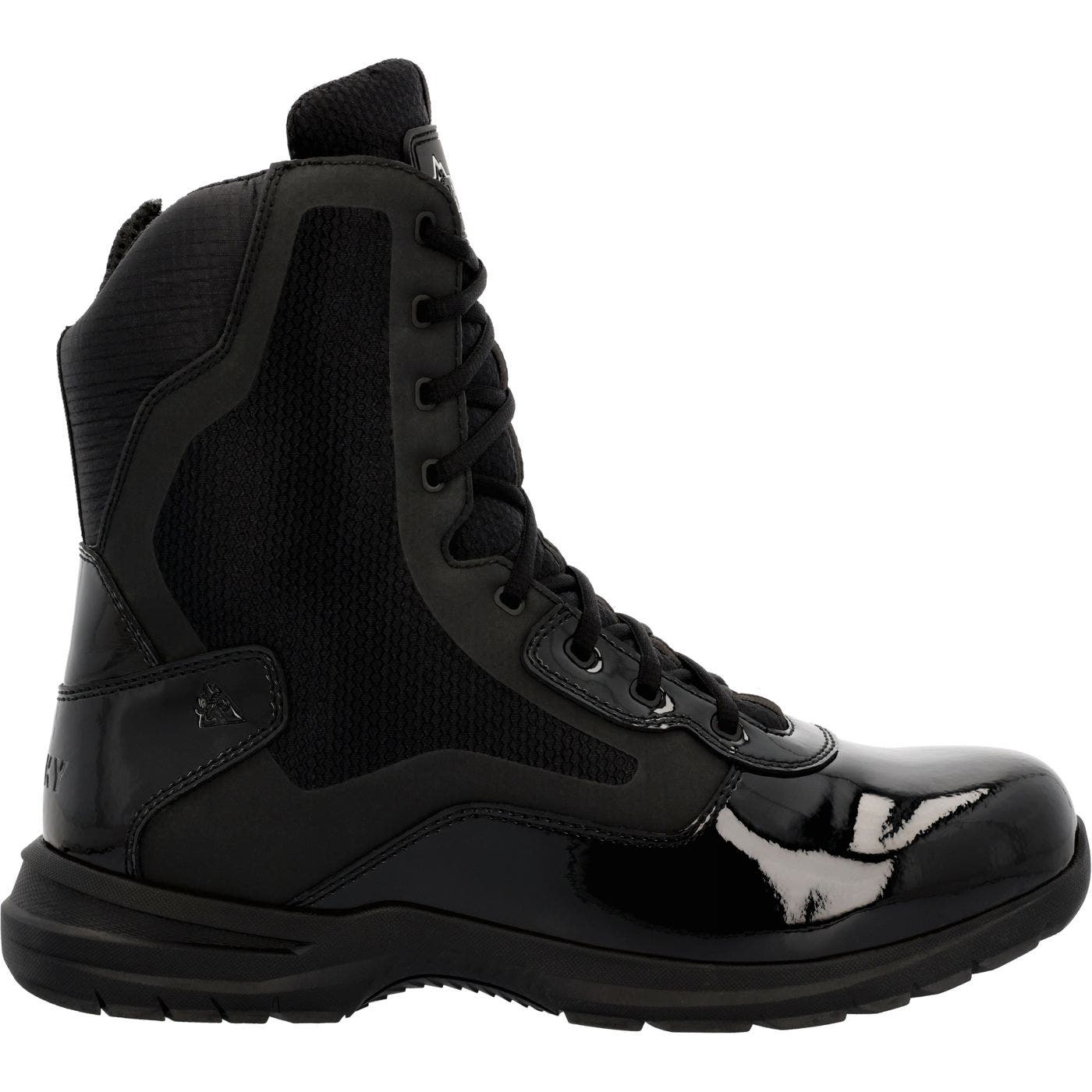 Rocky 8" Black Side Zip Public Service Boot, Main, color, Black