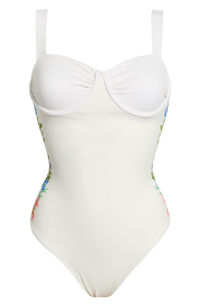 Hutch Barrett Underwire One-Piece Swimsuit, Main, color, Ivory/ Multi