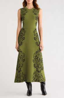 Liana Floral Jacquard Knit Midi Dress