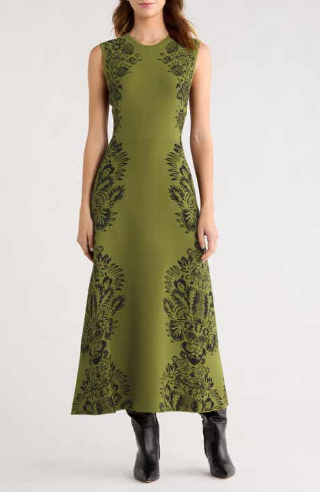 Liana Floral Jacquard Knit Midi Dress