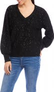 Karen Kane Sequin V-Neck Sweater