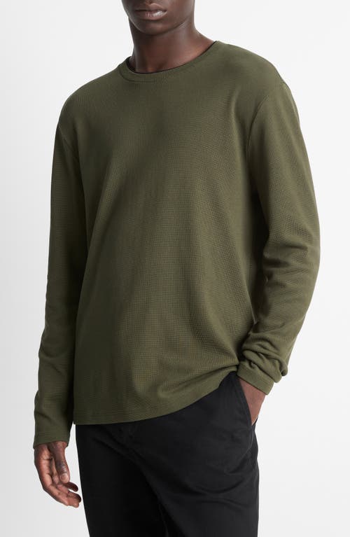 Vince Double Collar Waffle Knit Pima Cotton T-shirt In Green