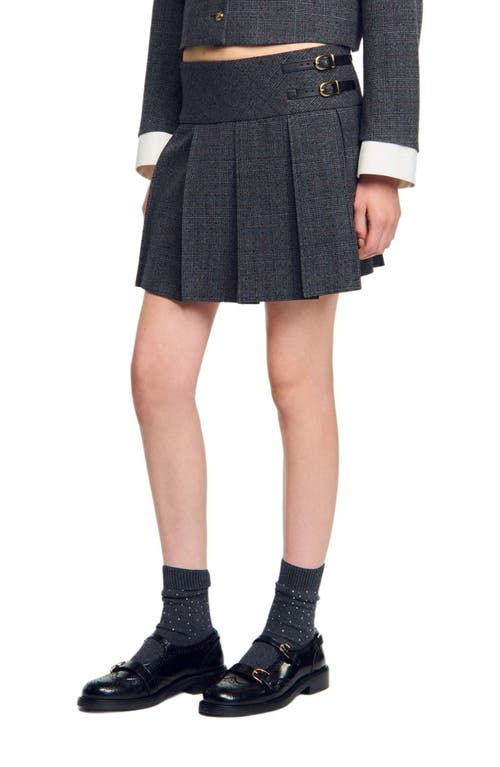 Sandro Short Rhinestone Suit Skirt In Gray