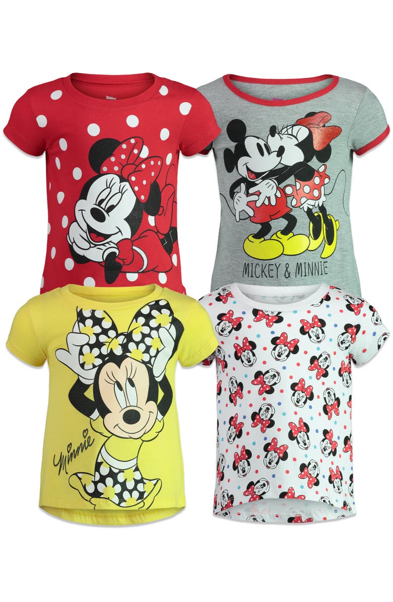Disney Minnie Mouse Mickey Mouse & Friends 4-Pack T-Shirts, Main, color, Multicolor