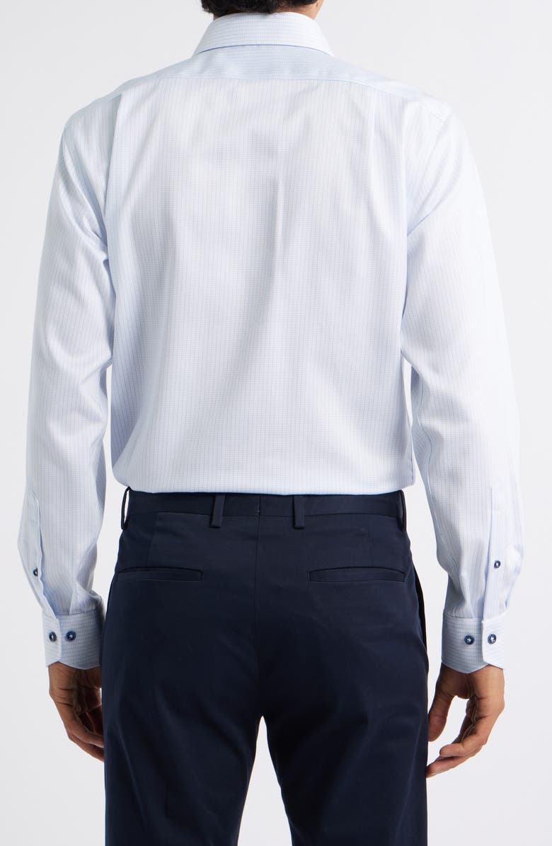 Lorenzo Uomo Trim Fit Textured Stripe & Dot Stretch Cotton Dress Shirt, Alternate, color, Light Blue