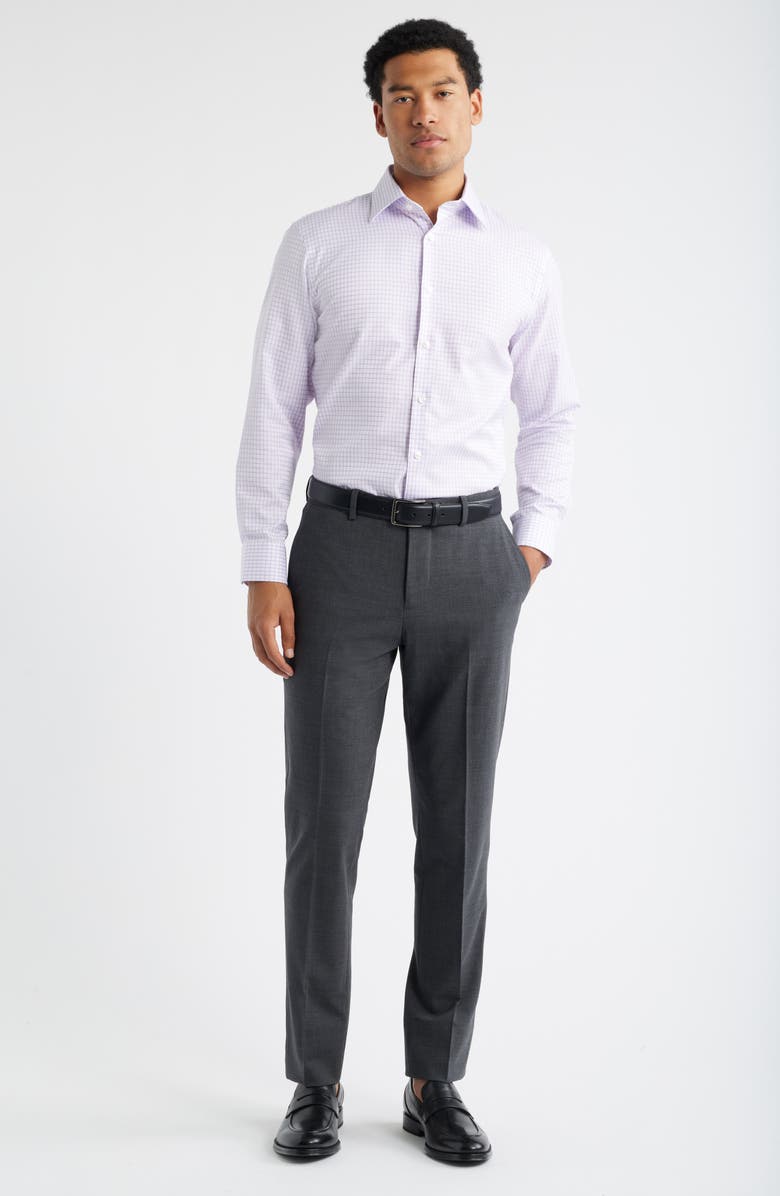 Nordstrom Trim Fit Grid Dress Shirt, Alternate, color, White- Purple Twill Grid