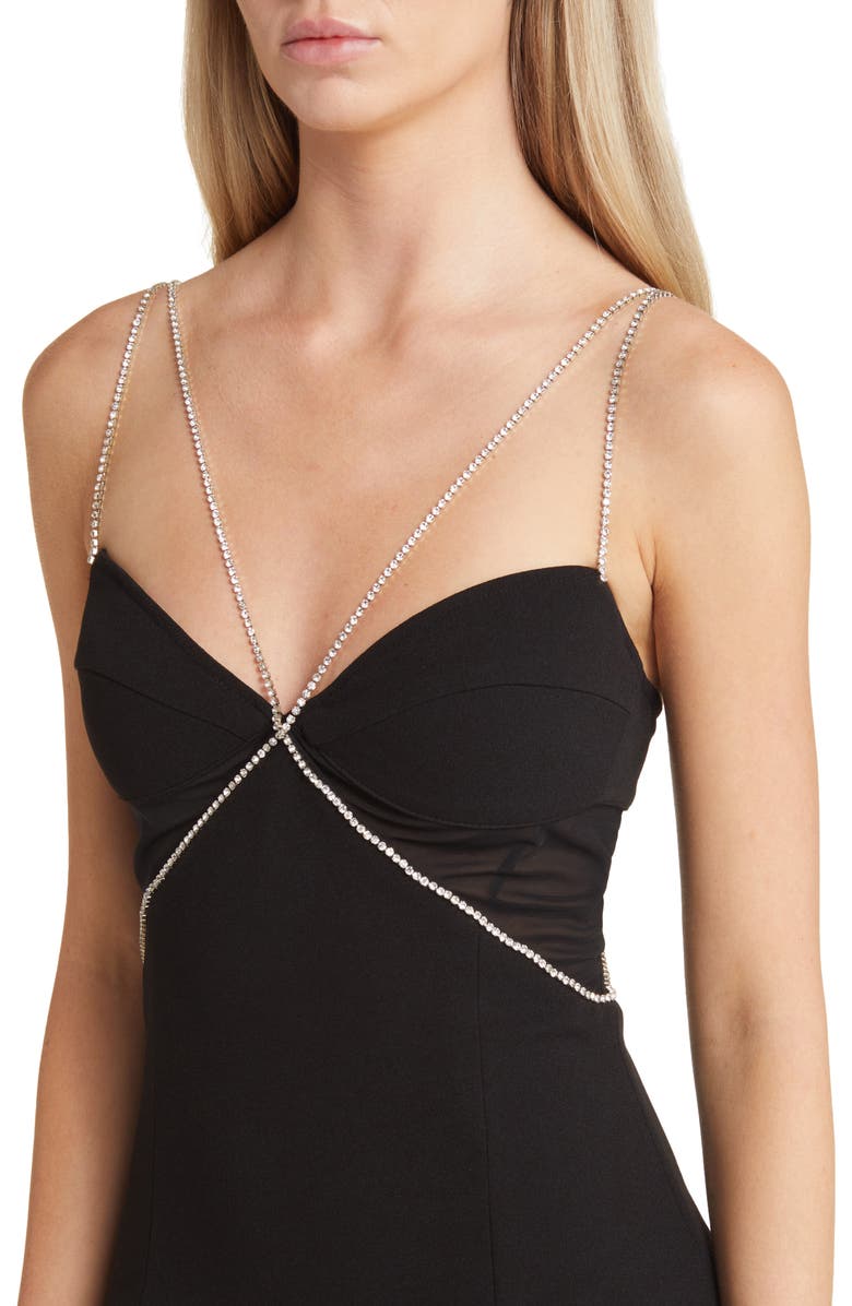 HEIRESS BEVERLY HILLS Diamante Cutout Crepe Minidress, Alternate, color, Black