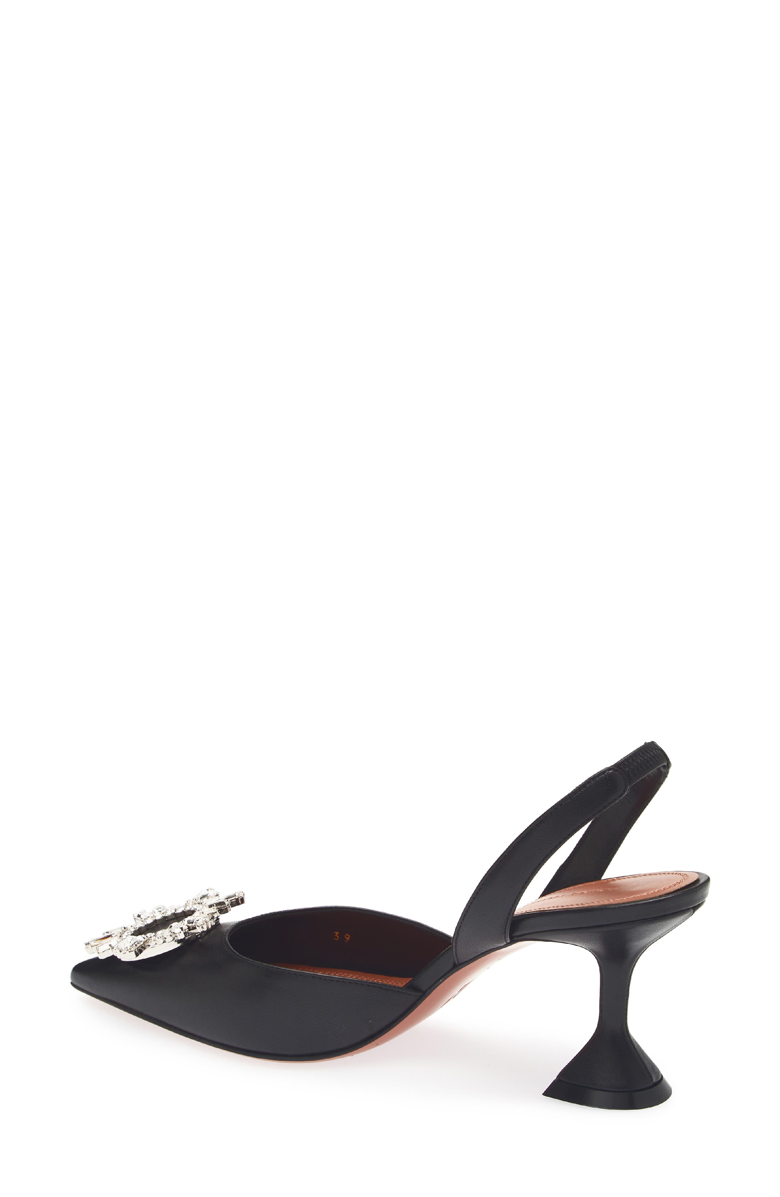 Amina Muaddi Begum Crystal Pointed Toe Slingback Pump, Alternate, color, Nappa Black