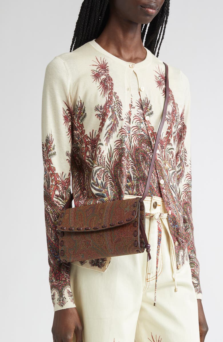 Etro Vulcano Arnica Coated Crossbody Bag, Alternate, color, Vino