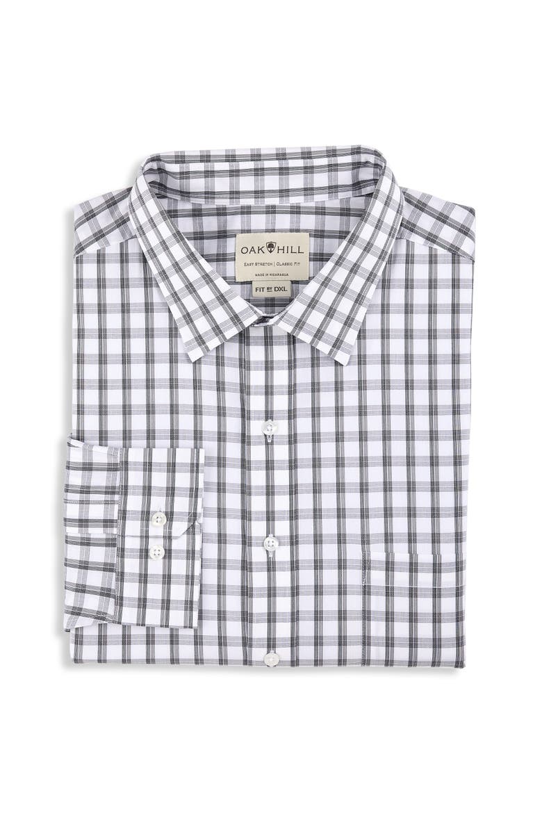 Big & Tall Medium Plaid Dress Shirt, Main, color, BLACK GREY