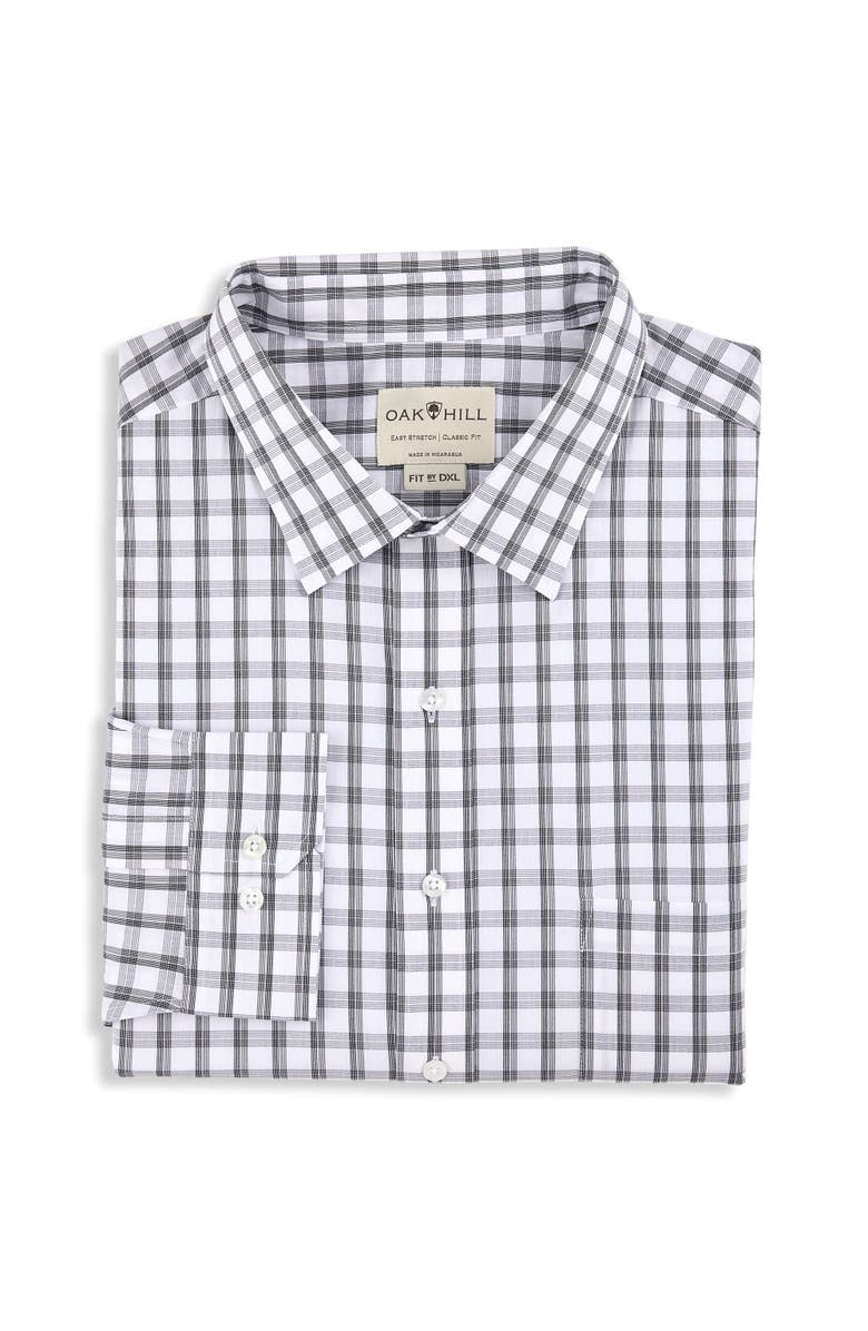 Oak Hill by DXL Big & Tall Medium Plaid Dress Shirt, Main, color, Black Grey
