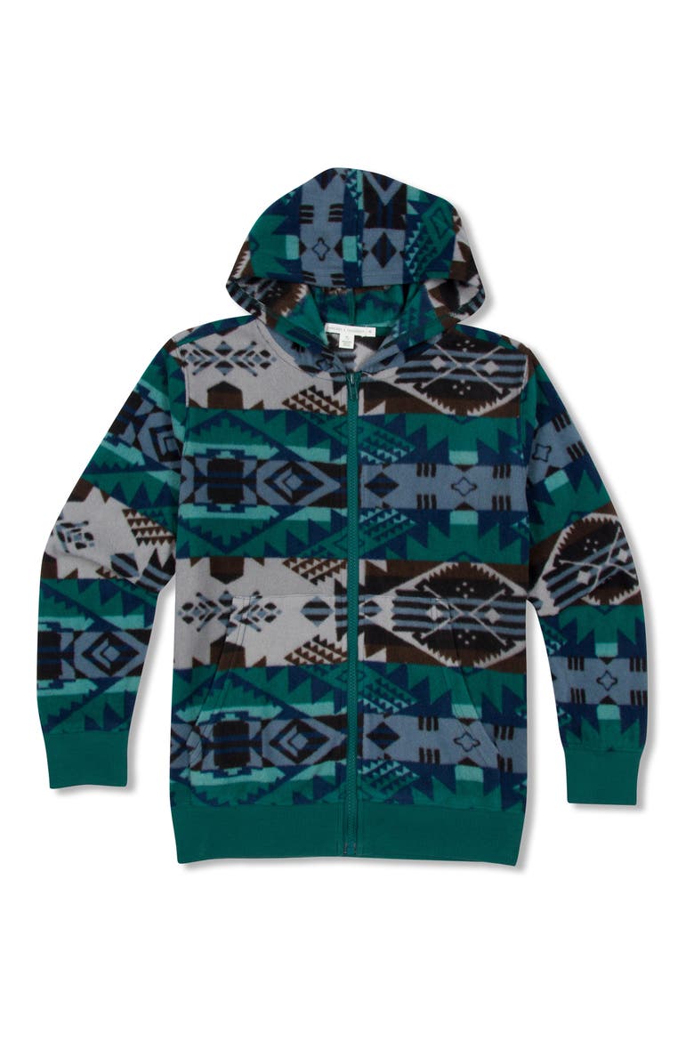 Kids' Print Zip-Up Hooded Fleece Jacket, Main, color, SEA DRAGON