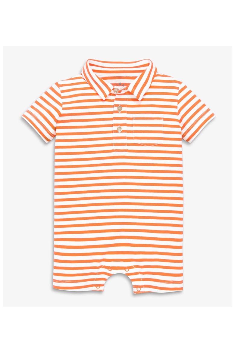 Baby Polo Shortie In Mini Stripe, Main, color, Cantaloupe White Stripe