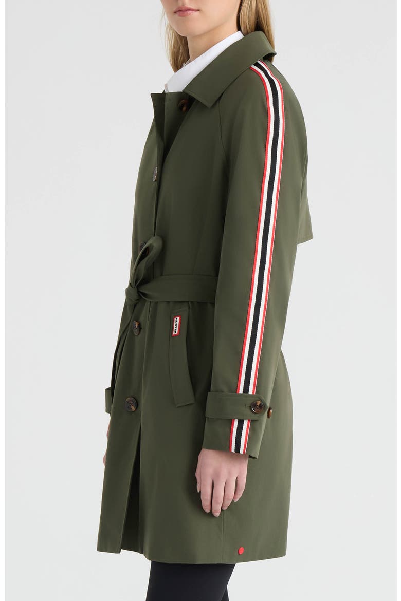 Sophia Sleeve Stripe Trench Coat, Alternate, color, HUNTER GREEN