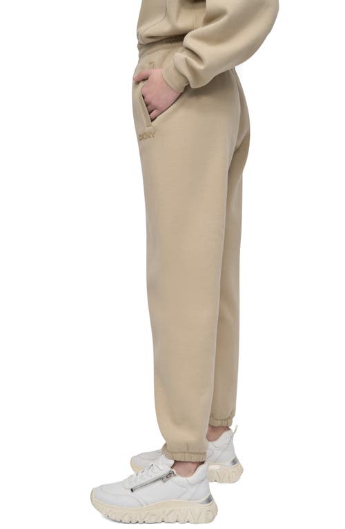 Dkny Logo High Waist Relaxed Joggers In Neutral