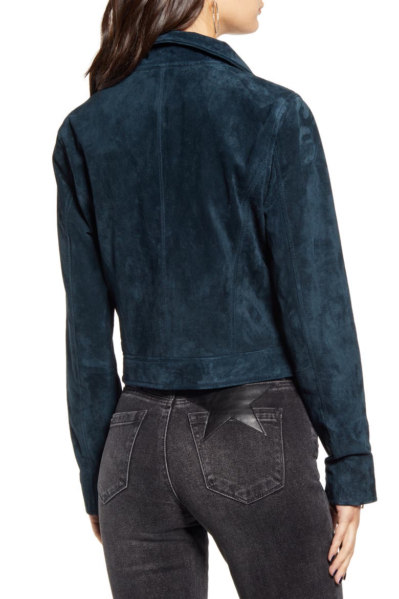 Suede Moto Jacket, Alternate, color, GALACTIC TEAL