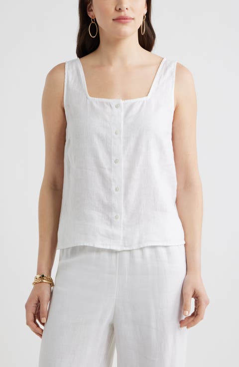 Linen Button-Up Tank