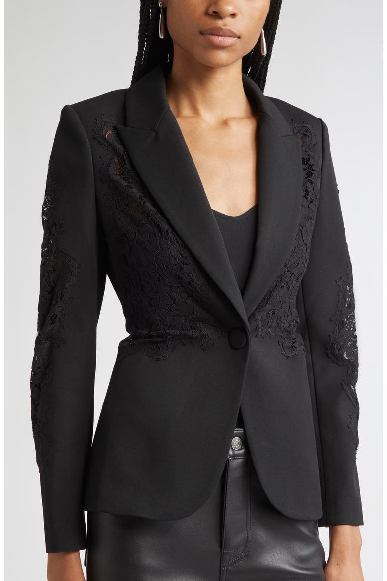 Clementine Lace Detail Jacket, Alternate, color, BLACK