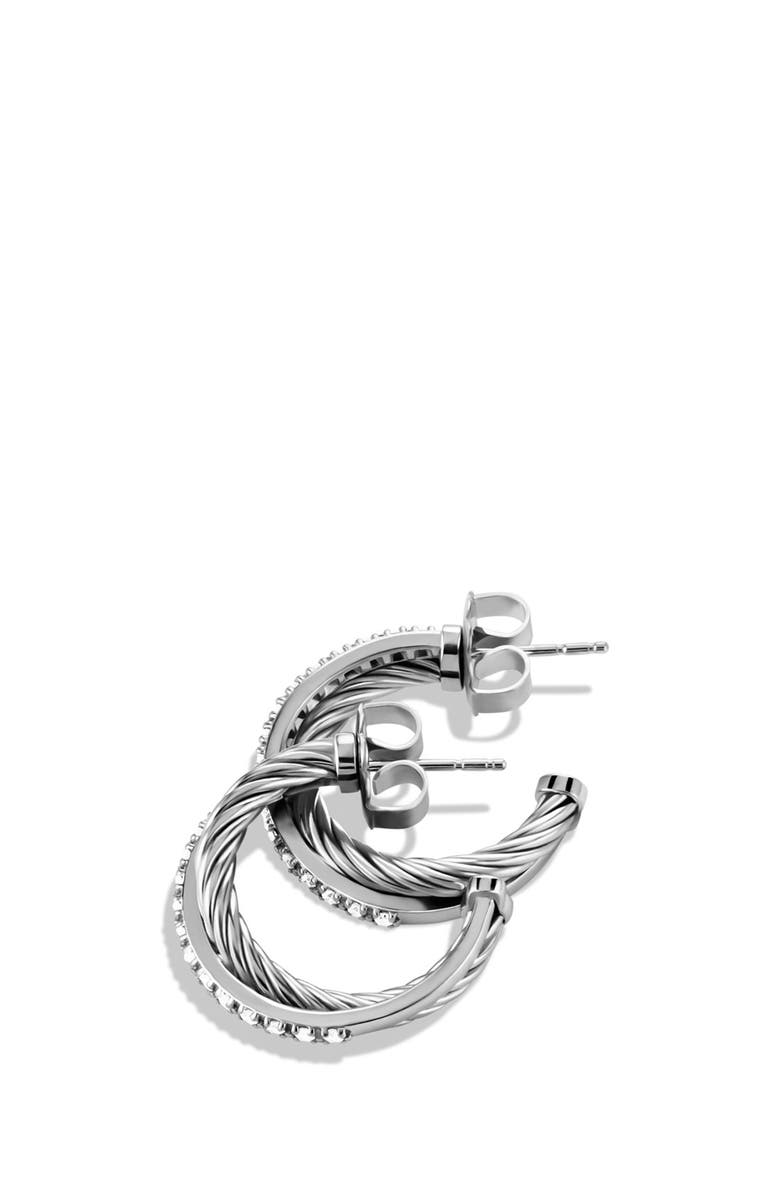 David Yurman 'Crossover' Small Diamond Hoop Earrings, Alternate, color,