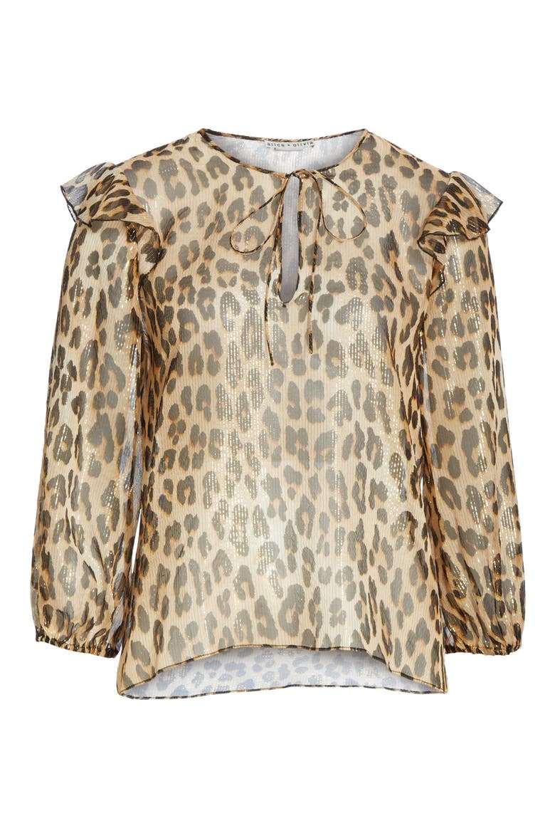 Sissy Metallic Leopard Print Silk Blend Top, Alternate, color, SPOTTED LEOPARD MULTI