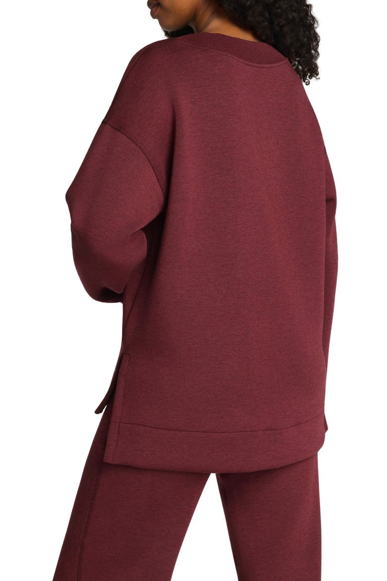 AirEssentials® Brushed V-Neck Tunic Sweatshirt, Alternate, color, CASSIS HEATHER