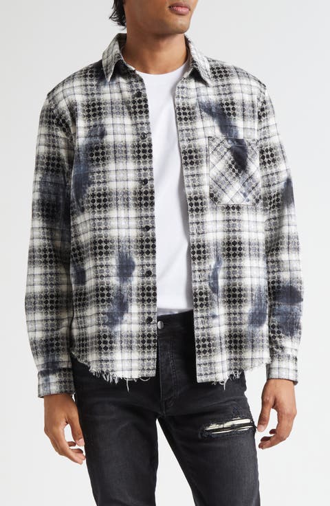 MA Quad Bleach Splatter Flannel Button-Up Shirt