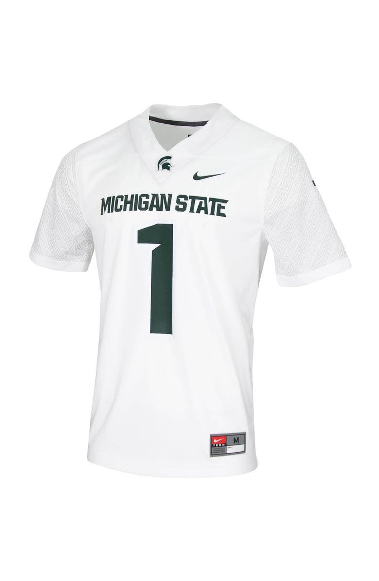 Nike Men's Nike #1 White Michigan State Spartans Untouchable Game Jersey, Alternate, color, 