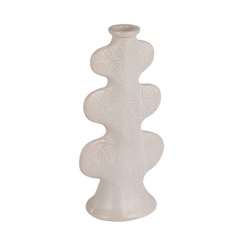 Sculptural Taper Holder with Embossed Design
