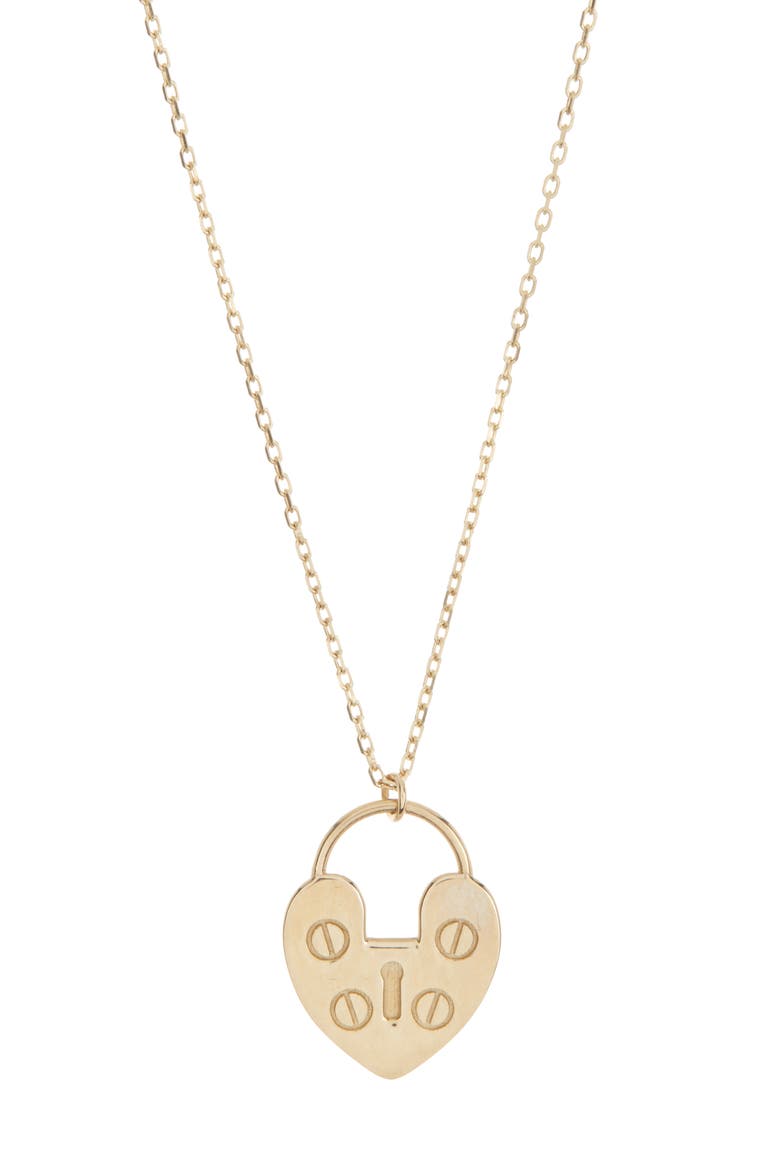 Heart Lock Pendant Necklace, Main, color, GOLD