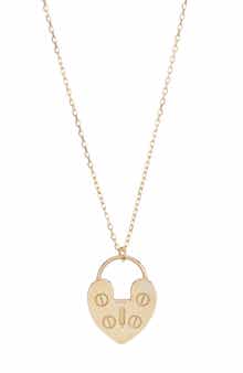 Ember Fine Jewelry Heart Lock Pendant Necklace
