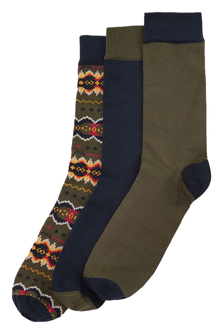 Barbour Fair Isle 3-Pack Crew Socks Gift Box (Men) | Nordstrom