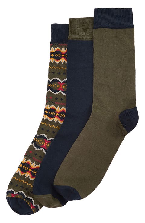 Fair Isle 3-Pack Crew Socks Gift Box