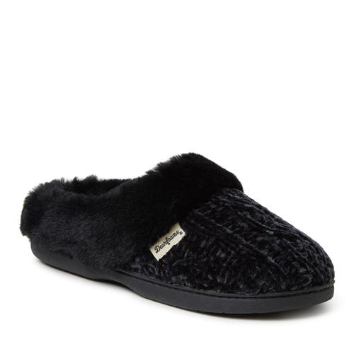 Shop Dearfoams Claire Cable Knit Chenille Clog Slipper In Black