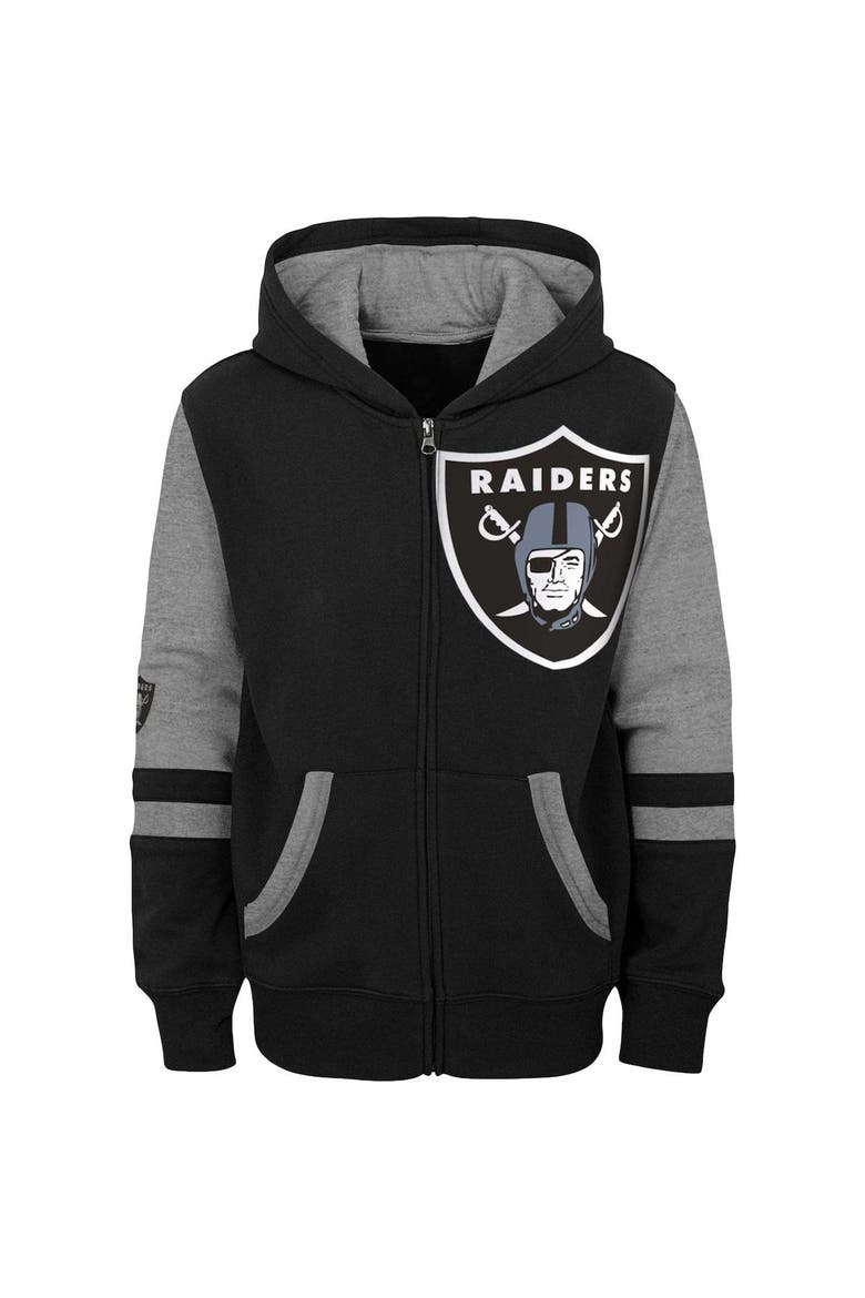 Youth Black Las Vegas Raiders Colorblock Full-Zip Hoodie, Alternate, color, Black