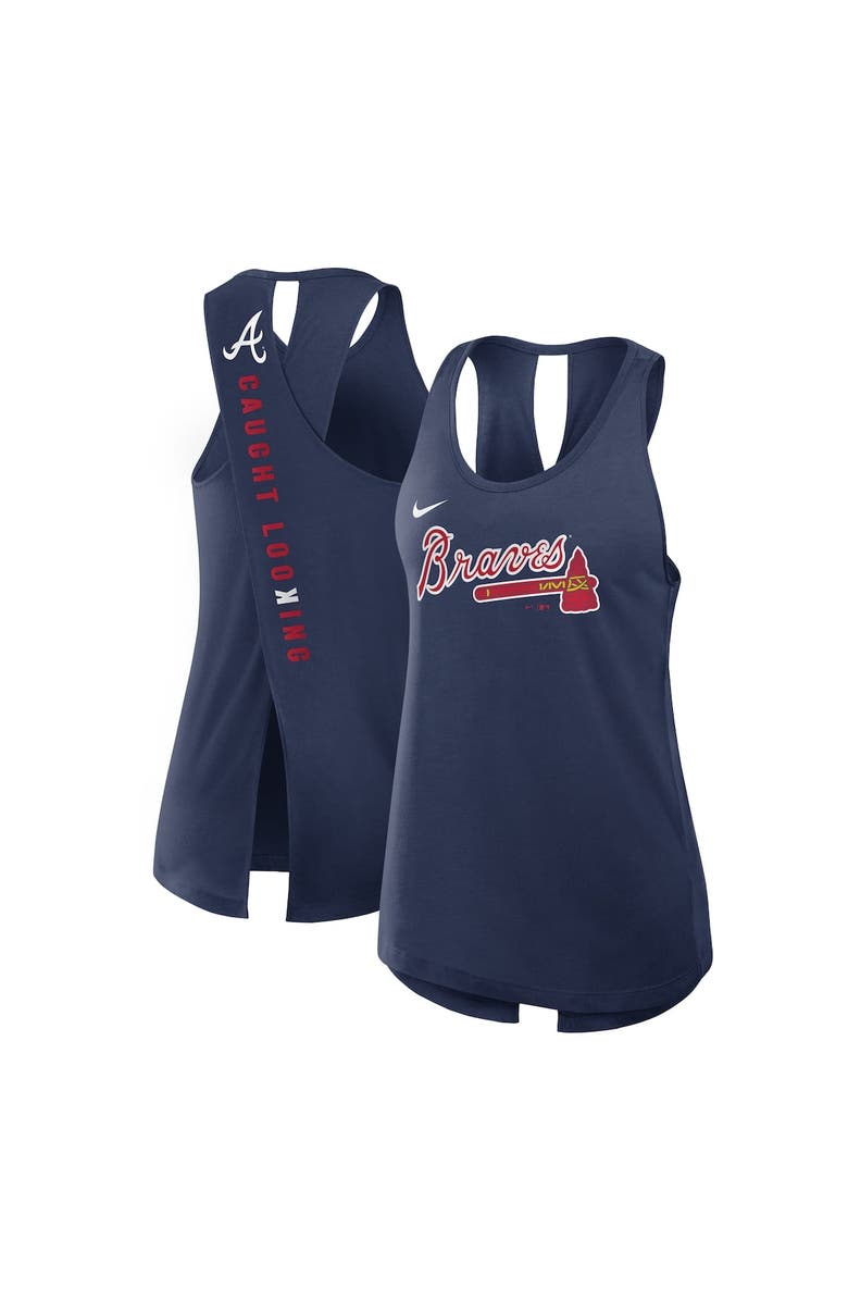 Nike Women's Nike Navy Atlanta Braves Crisscross Performance Tank Top, Alternate, color,